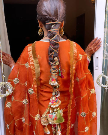 Punjabi bridal Gota paraanda Choti