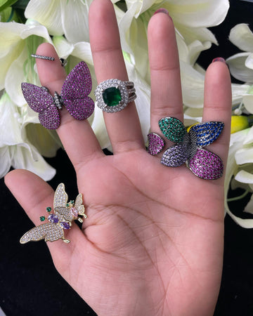Marcia Butterfly Ring Embellished With Coloured Cubic Zirconia Stones