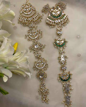 Gold-Plated Kundan Studded & Pearl Beaded Choti
