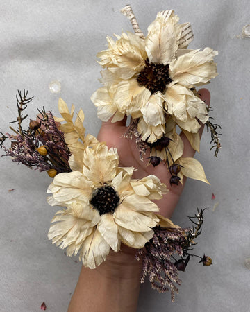 Natural thistle lavender dry flower mixed bridal hair comb