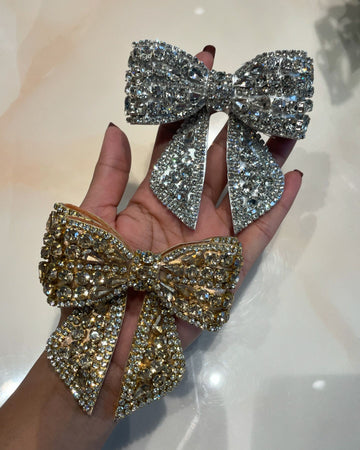 Embellished Crystal Hair Bow Barrette Clip