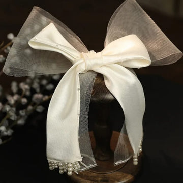 Pearl Ribbon Hair Bow