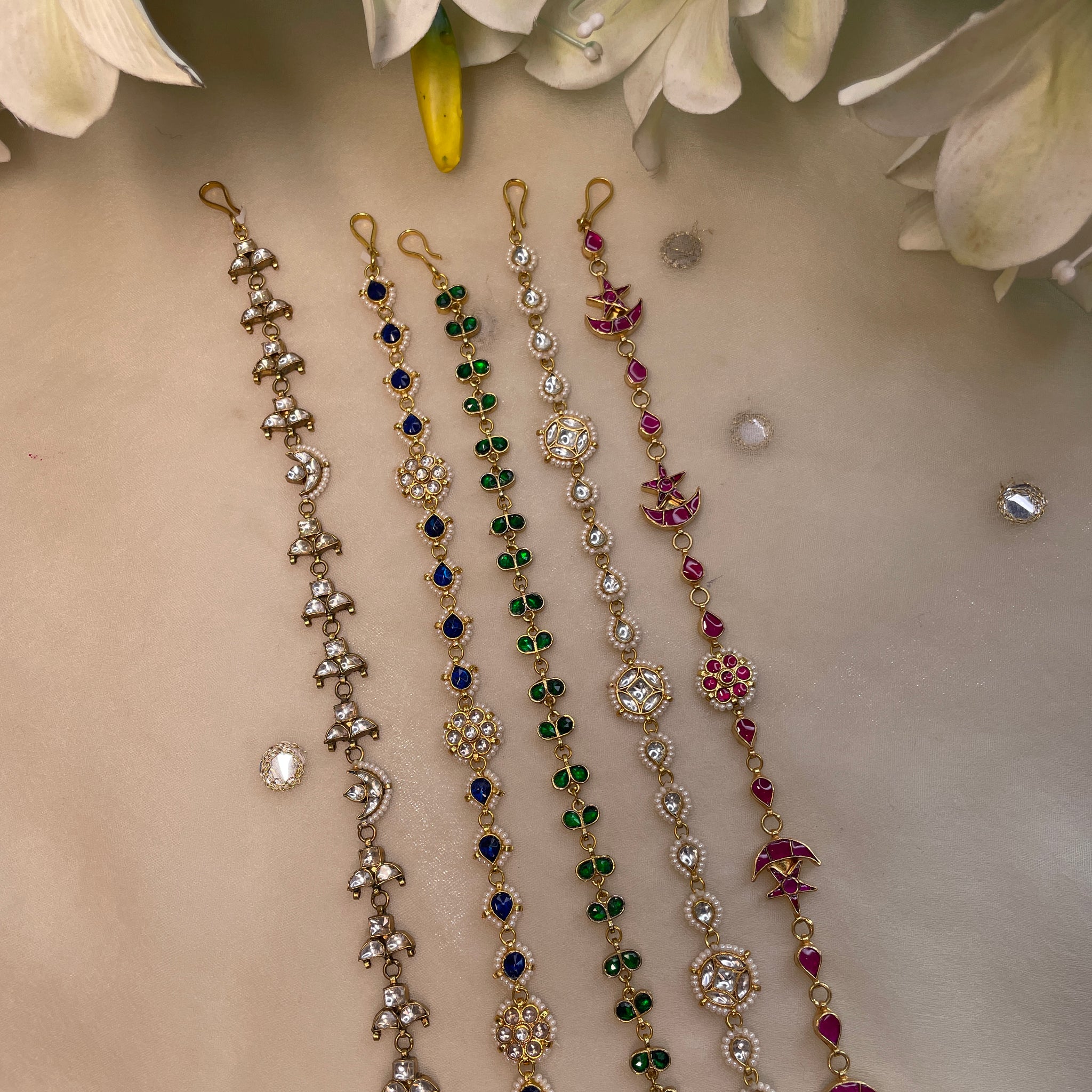 CZ matilu with ruby and emerald stones beautiful design
