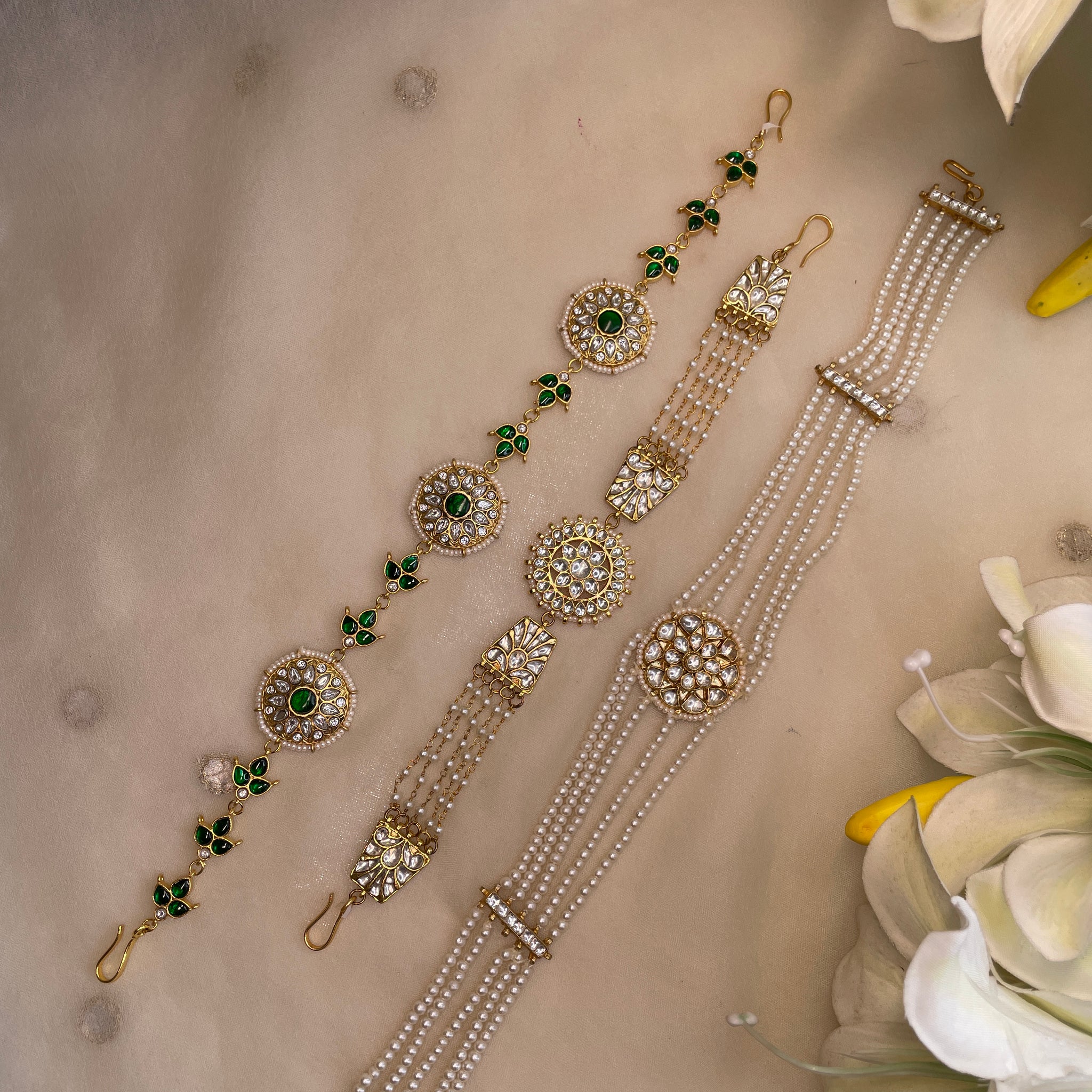 Gold Plated Jadau Kundan Sheeshphool