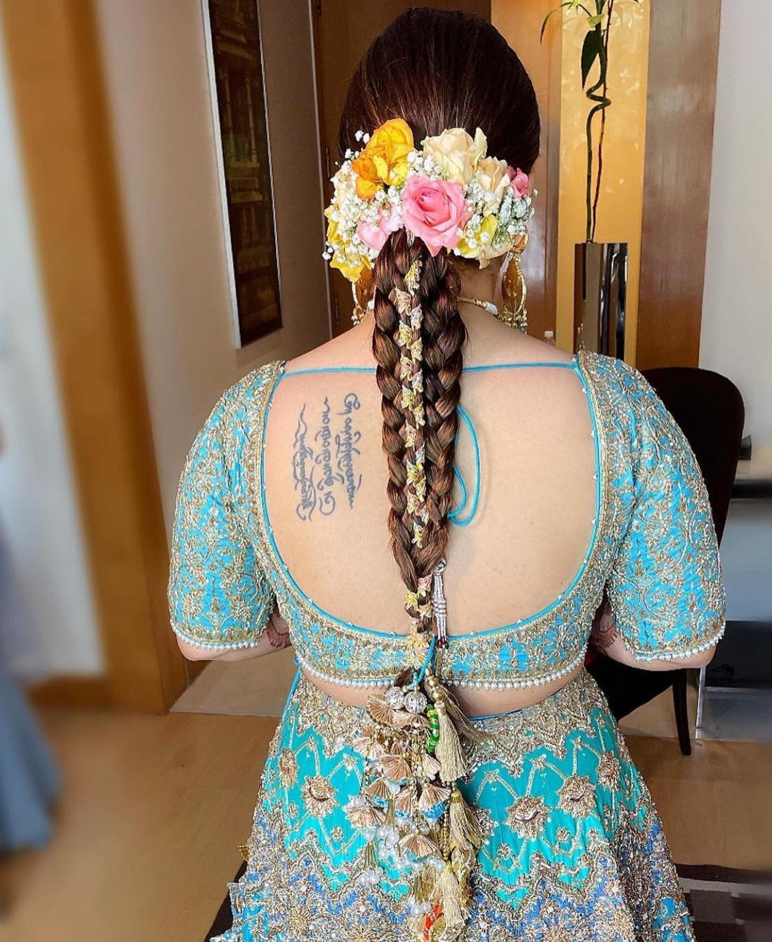 Gold Tasseled Parandi And Entwined Gota Ribbon