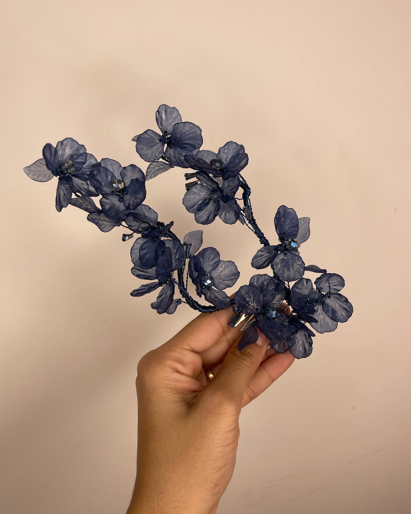 Navy Blue Tuana Floral Special Design Bridal Henna Crown