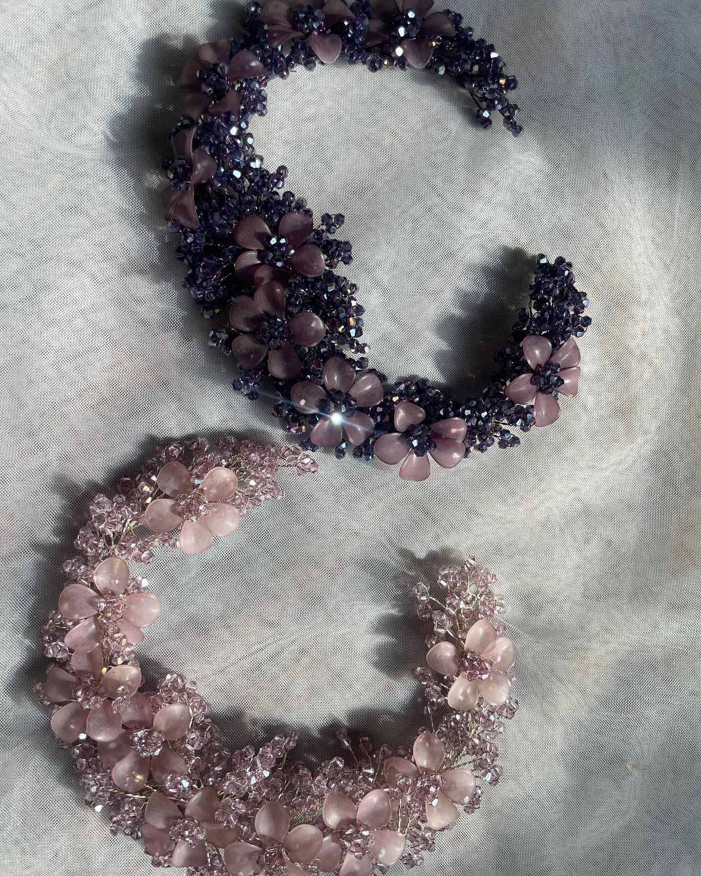 Plum Nida Flower Enamel Bridal Crown Hair and Turban Accessory