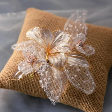 Gold Crystal Flower Laurel Leaf Wedding Hair Vine