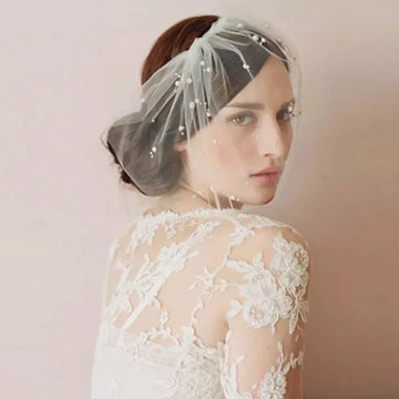 Pearls Bridal Flower Birdcage Veil Face Soft Tulle Hair Accessories Veils Mini Wedding Bride Hat
