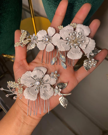 Simple bridal hair comb silver Floral hair pieces